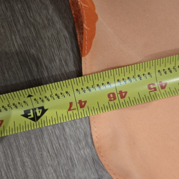 Fame Cowl Neck Satin Slip Dress Sz L Orange Tropical Hibiscus Floral Print Y2k - Picture 9 of 9